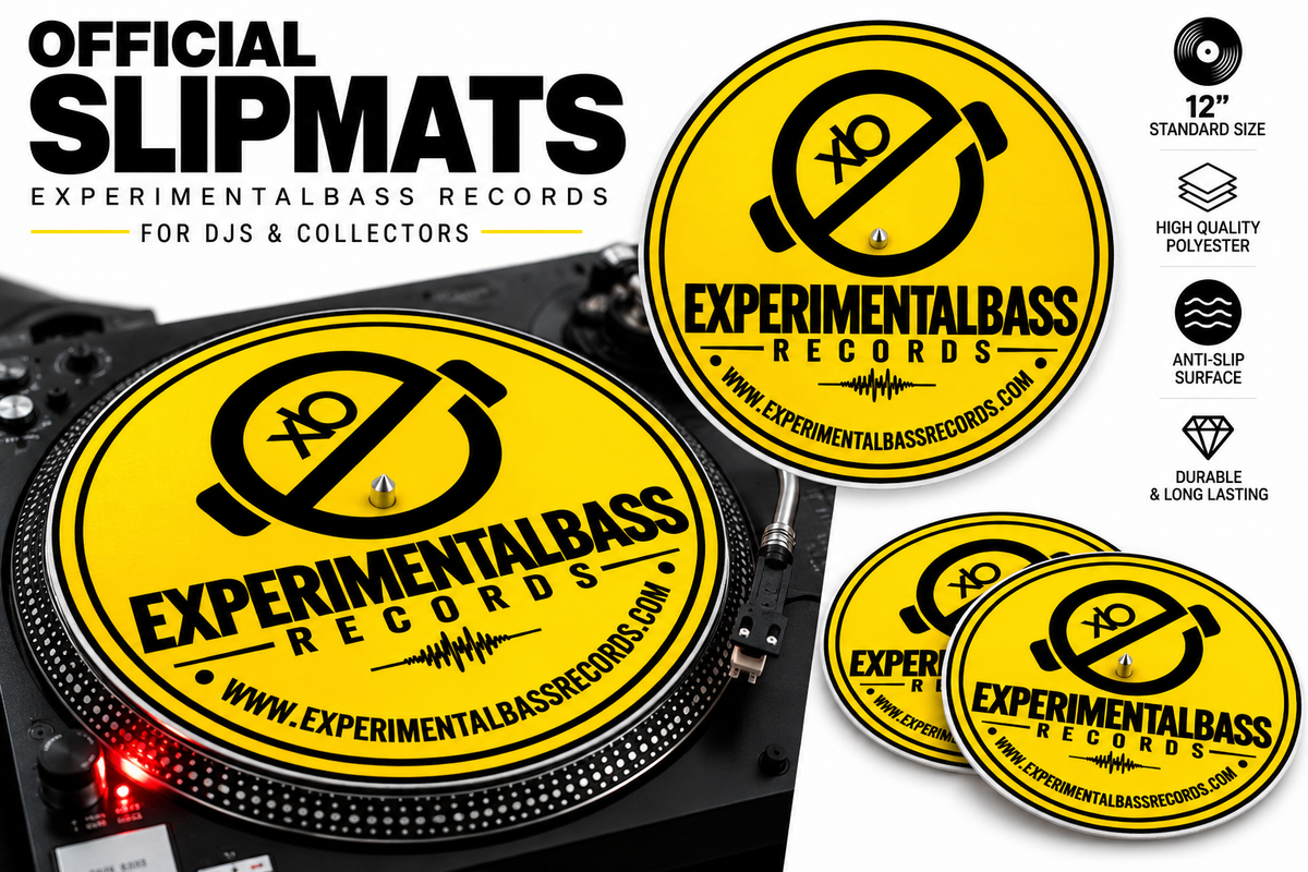 Yellow Official ExperimentalBass Records slipmat, 12-inch DJ turntable mat