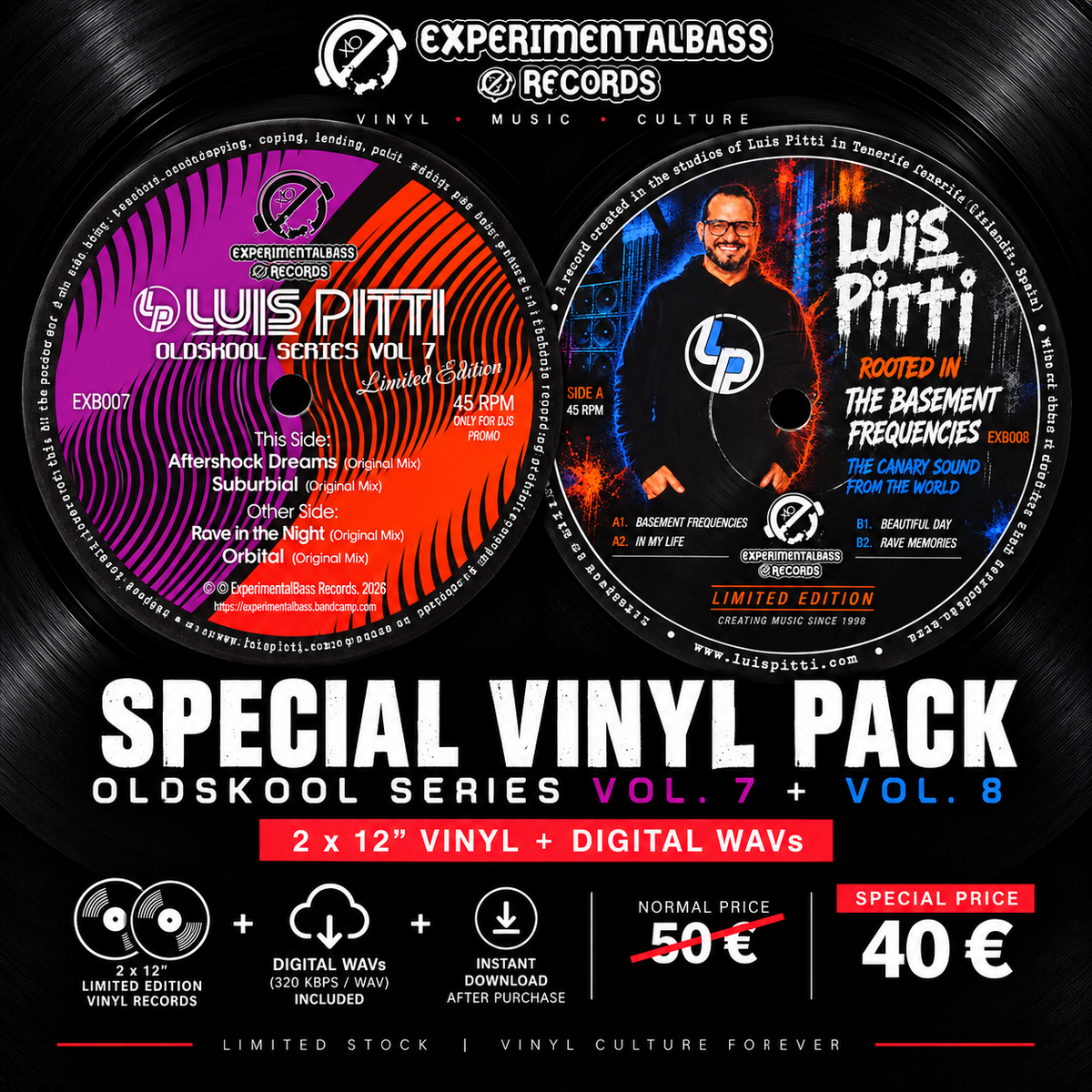 Luis Pitti Oldskool Series Vol. 7 and Vol. 8 special vinyl pack with digital WAVs