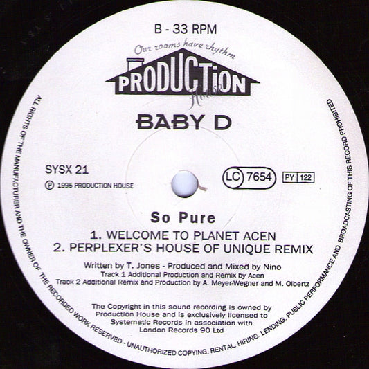 Baby D – So Pure, Side B label, Systematic SYSX 21