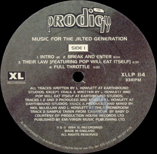 The Prodigy – Music For The Jilted Generation front cover