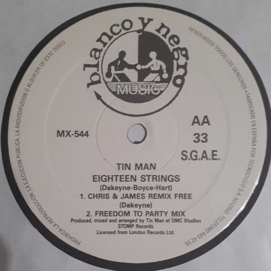 Tinman – Eighteen Strings, Side AA label, Blanco y Negro MX-544