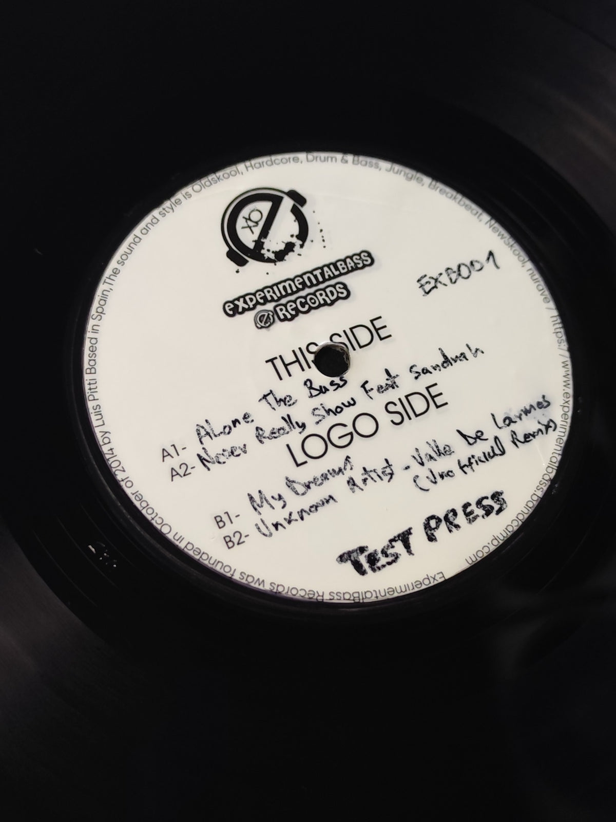 Oldskool Series Vol. 0 sleeve back with ExperimentalBass Records sticker