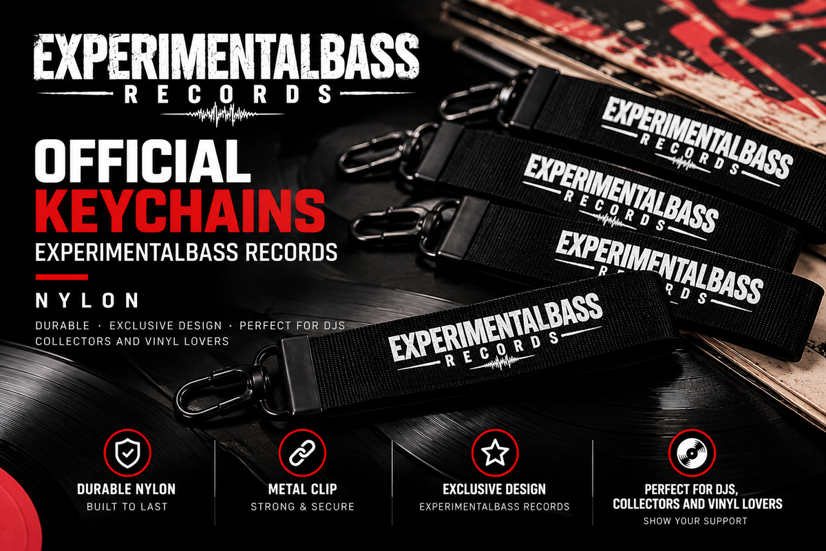 ExperimentalBass Records official black nylon keychains with metal clip