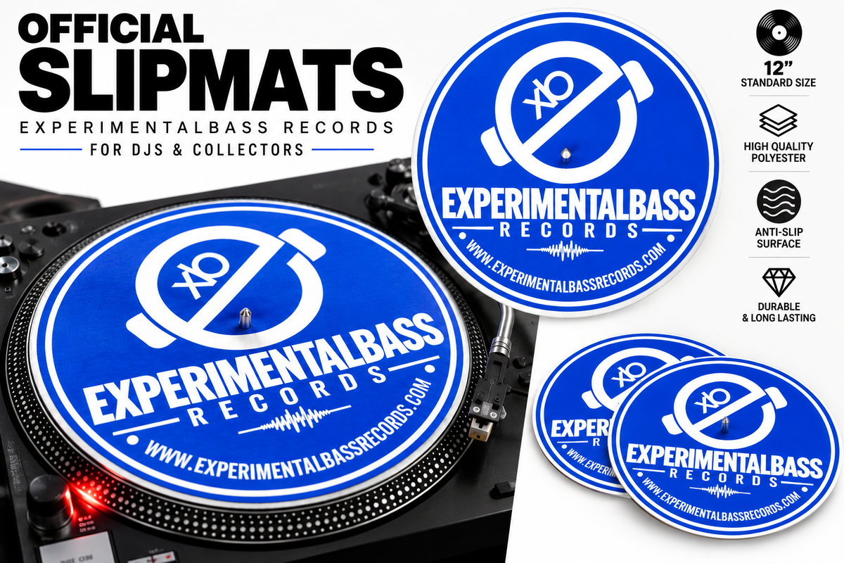 Deep blue Official ExperimentalBass Records slipmat, 12-inch DJ turntable mat