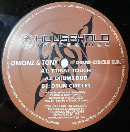 Onionz & Tony – Drum Circle E.P. sleeve, Household Recordings