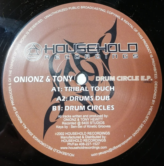 Onionz & Tony – Drum Circle E.P. sleeve, Household Recordings