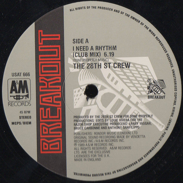 The 28th St Crew - I Need A Rhythm - Front cover