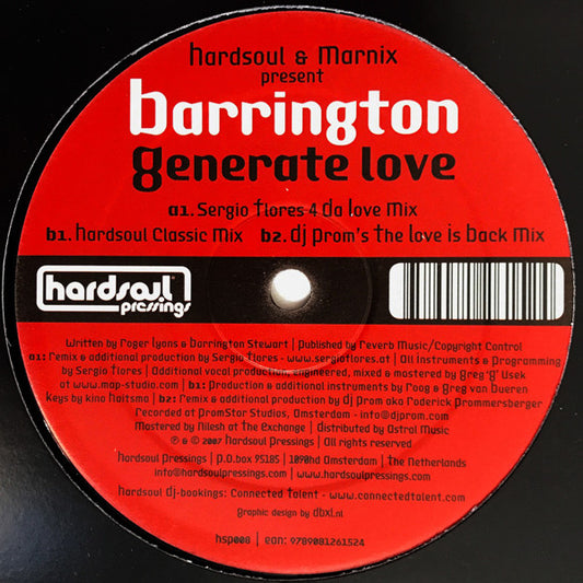 Hardsoul & Marnix Present Barrington – Generate Love (12")