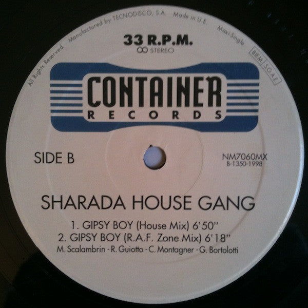 Sharada House Gang – Gipsy Boy, Side B label, Container Records NM7060MX