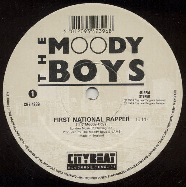 The Moody Boys – First National Rapper, Side 1 label, City Beat CBE 1239