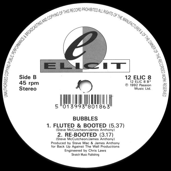 Bubbles – We Can Ride The Boogie, Side B label, Elicit 12 ELIC 8