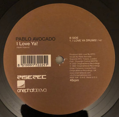 Pablo Avocado – I Love Ya!, Rise RISE 208, front sleeve