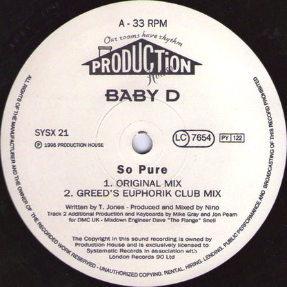 Baby D – So Pure, Side A label, Systematic SYSX 21