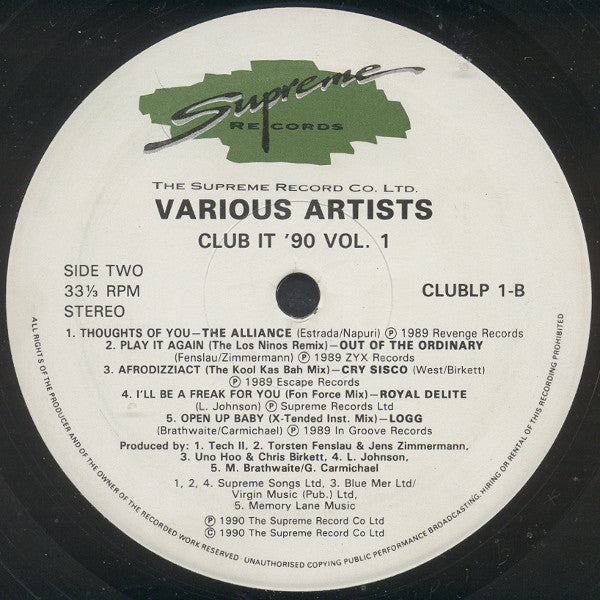 Club It 90 Volume One side A label