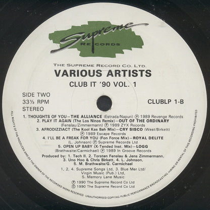 Club It 90 Volume One side A label