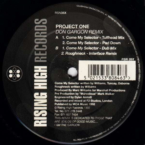 Project 1 Don Gargon Remix 12-inch vinyl record B-side