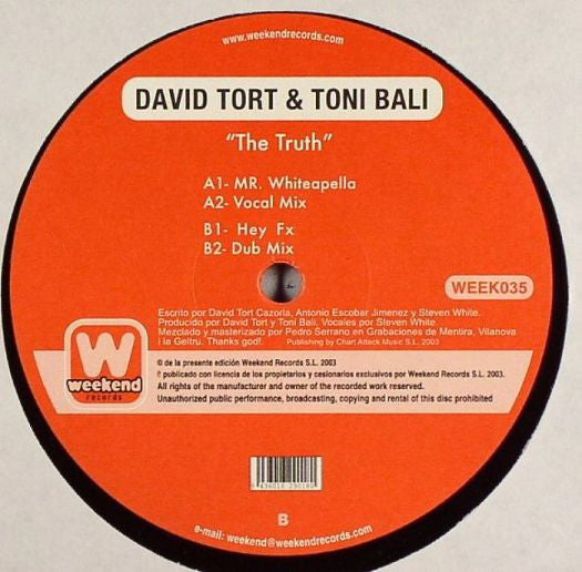 David Tort & Toni Bali – The Truth (12")