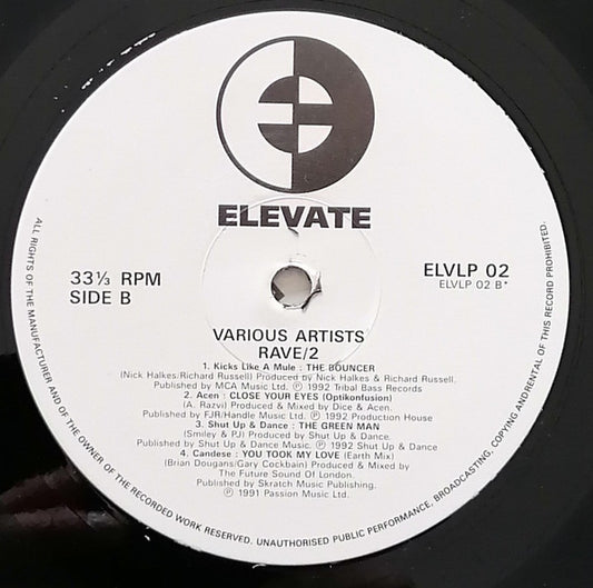 Various Artists Rave II Strictly Hardcore album back cover and tracklist