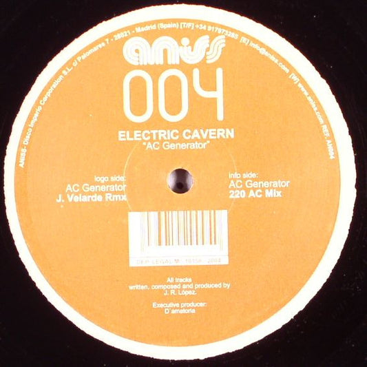 Electric Cavern - AC Generator, reverse vinyl label with Aniss 004 design
