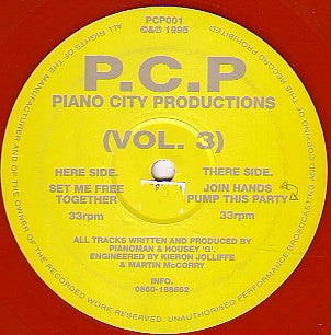 Piano City Productions – P.C.P (Vol. 3), label on red vinyl, PCP001