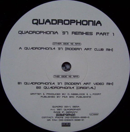 Quadrophonia Quadrophonia 97 Remixes Part 1 tracklist label