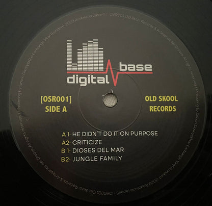 Digital Base – He Didn't Do It On Purpose vinyl label and tracklist