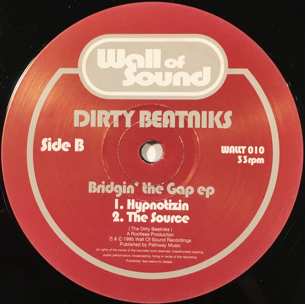 Dirty Beatniks Bridging The Gap EP side A vinyl label