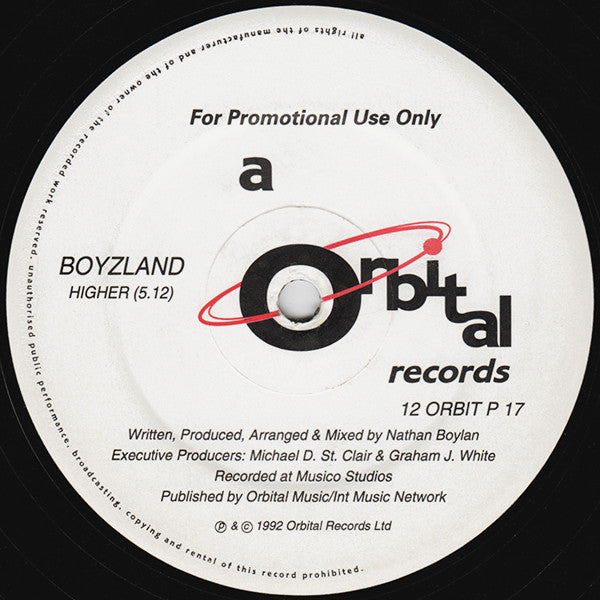 Boyzland – Higher / The Rush – Side A label