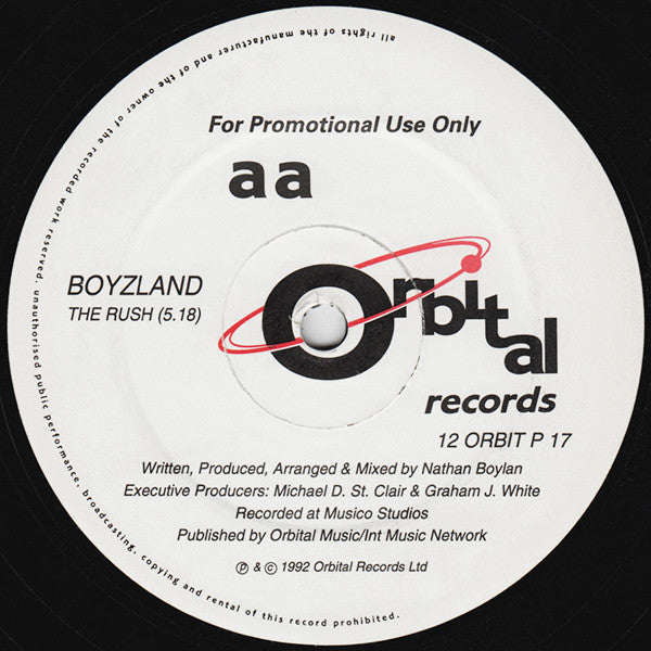 Boyzland – Higher / The Rush – Side AA label