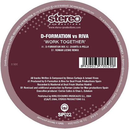 D-Formation vs. Riva Work Together SP022 vinyl label artwork