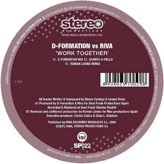 D-Formation vs. Riva Work Together SP022 vinyl label artwork