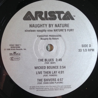 Naughty By Nature Nineteen Naughty Nine Nature's Fury back cover and tracklist