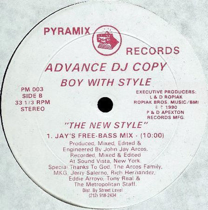Boy With Style Just Feel The Bass 12-inch vinyl record A-side