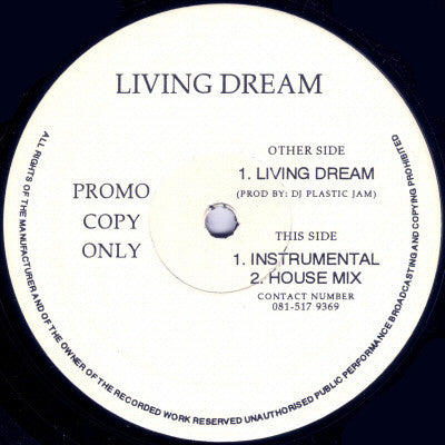 New Class A Living Dream promo vinyl side B label