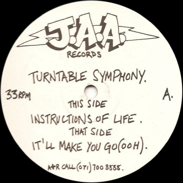 Turntable Symphony – Instructions Of Life, Side A label, J.A.A. JAA 1