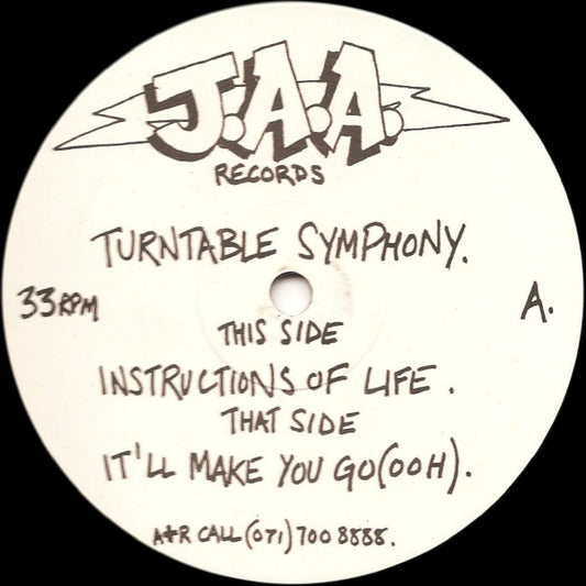 Turntable Symphony – Instructions Of Life, Side A label, J.A.A. JAA 1