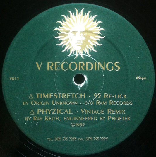 Roni Size – Timestretch / Phyzical, Side A label, V Recordings V011