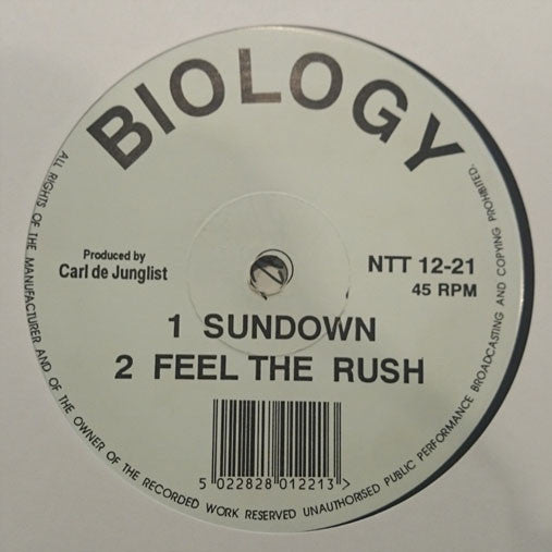 Carl De Junglist – Sundown / Feel The Rush, Side A picture label, Entity Records NTT 12-21