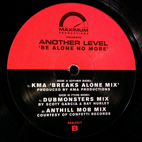 Another Level – Be Alone No More, Side B label with tracklist, MAX01