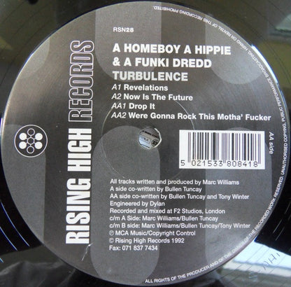 A Homeboy A Hippie & A Funki Dredd – Turbulence, Side A label, Rising High Records RSN28