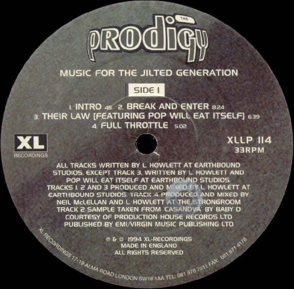 The Prodigy – Music For The Jilted Generation front cover