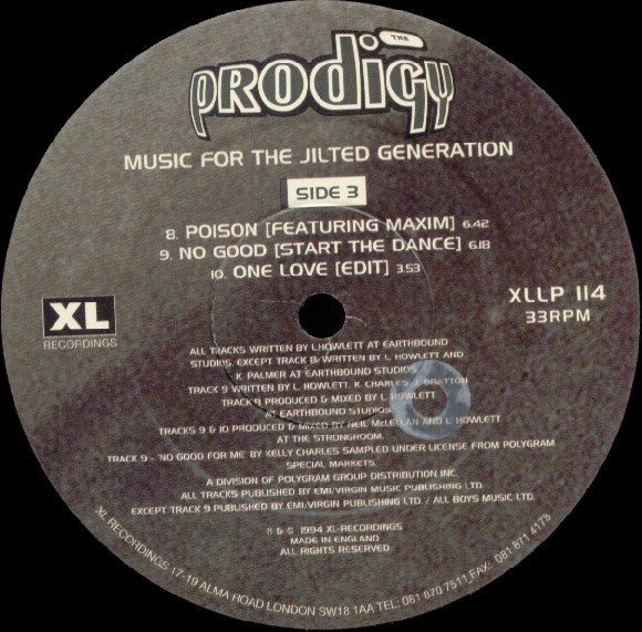The Prodigy – Music For The Jilted Generation side 4 label