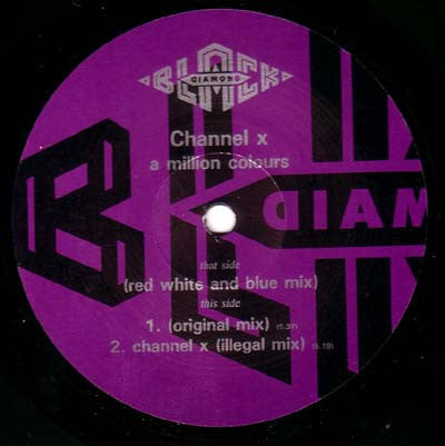 Channel X – A Million Colours, label, Black Diamond PWLT 232 Promo
