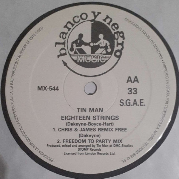 Tinman – Eighteen Strings, Side AA label, Blanco y Negro MX-544