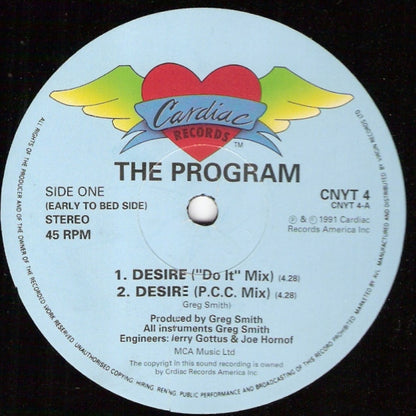 The Program - Desire Cardiac Records CNYT 4 Side Two label