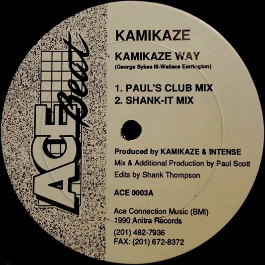 Kamikaze – Kamikaze Way, Side A label (Paul's Club Mix / Shank-It Mix), Ace Beat ACE 0003